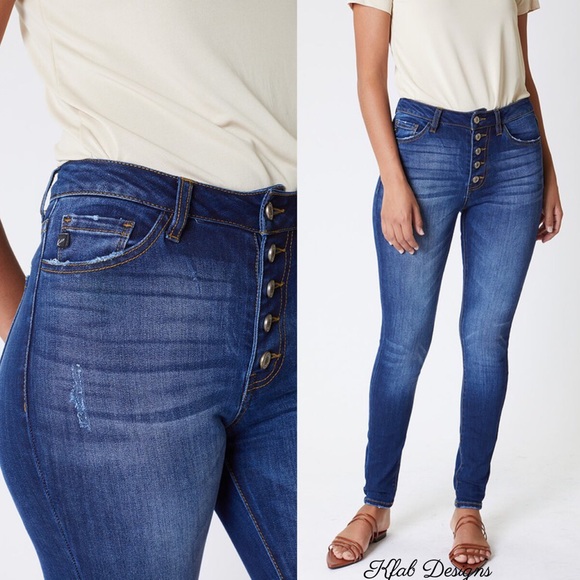 ❤️LAST KANCAN High Rise Button Fly Curvy Fit Jeans - Picture 5 of 8